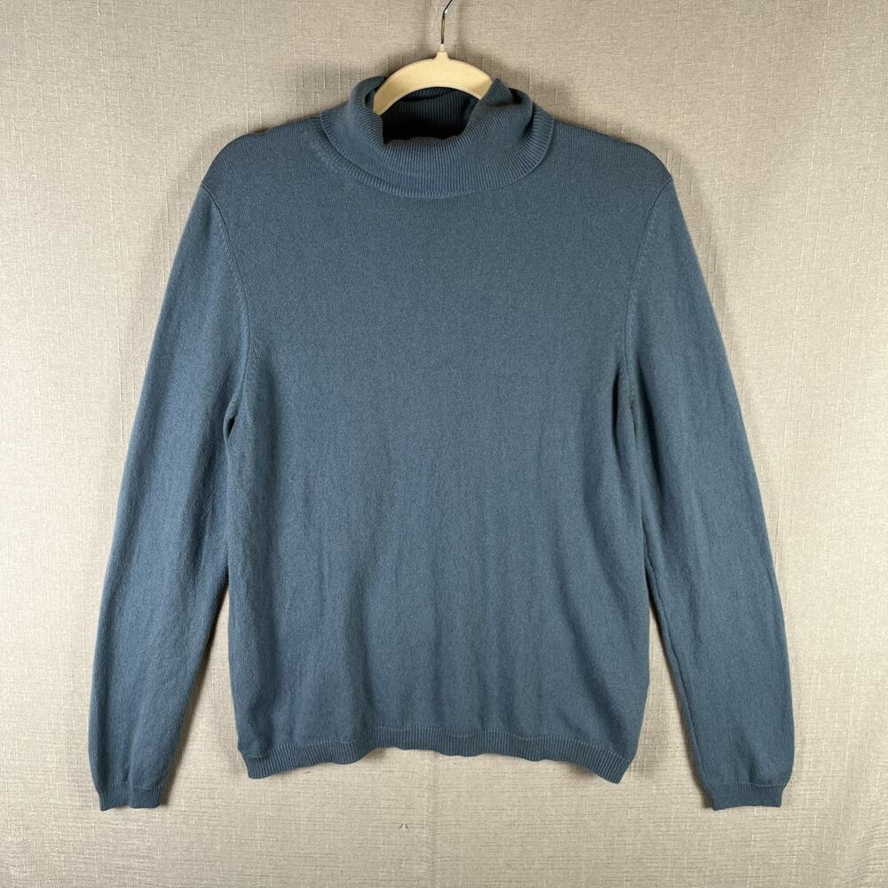 🤎 Nordstrom 100% Cashmere Turtleneck Sweater Womens Blue Size Medium Casual 🤎